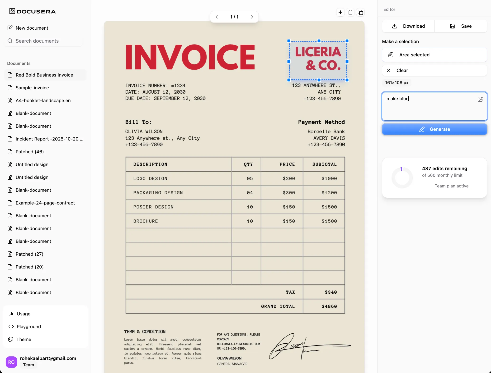 Select your edit - Choose document operations